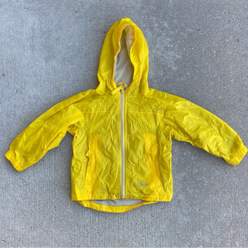 L.L. Bean Discovery Packable Rain Jacket Toddler Unisex size 3T Yellow Raincoat